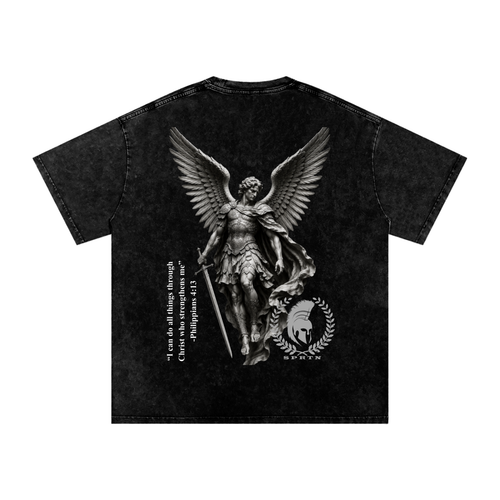 Archangel Michael Snow Washed Oversized Cotton T-Shirt