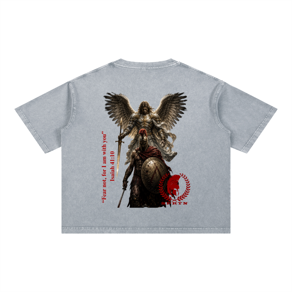 FAITH OVER FEAR Mineral Wash Boxy Cotton T-Shirt