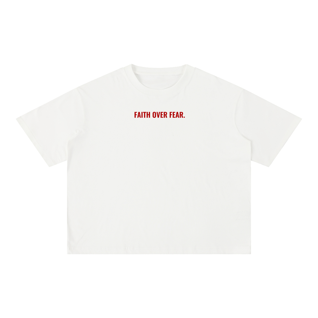 FAITH OVER FEAR Mineral Wash Boxy Cotton T-Shirt