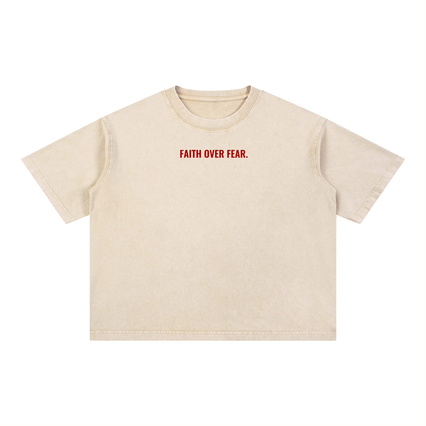 FAITH OVER FEAR Mineral Wash Boxy Cotton T-Shirt